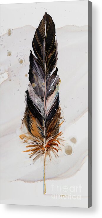 Alcohol Ink Acrylic Print featuring the painting Standing Feather by Julie Tibus