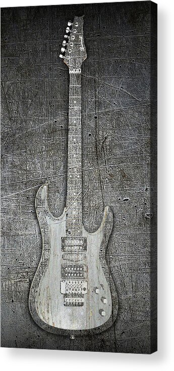 Guitar Acrylic Print featuring the painting Steel Guitar Electric Metal Metallic Horizontal 3 by Tony Rubino