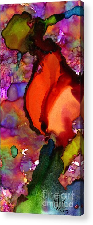 Ink Acrylic Print featuring the painting One Red Rose by Angela L Walker