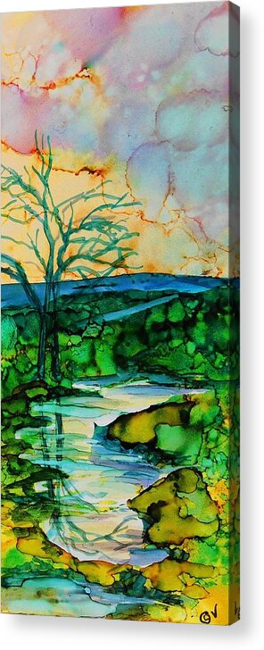 Alcohol Ink Acrylic Print featuring the painting Stream - A 235 by Catherine Van Der Woerd