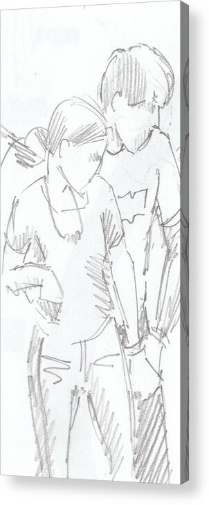 Modern Jivers Acrylic Print featuring the drawing Modern Jive Ceroc Dancing Couple Pencil Drawing by Mike Jory