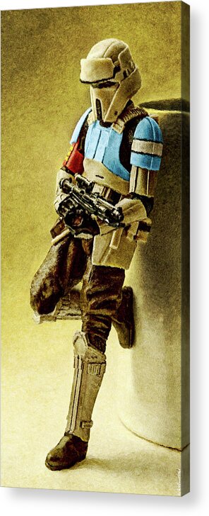 Rogue One Acrylic Print featuring the digital art Rogue One Scarif Stormtrooper - Narrow version by Weston Westmoreland