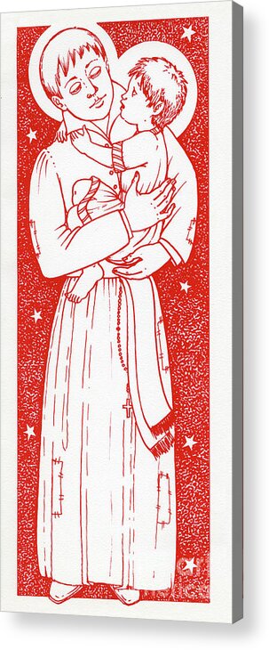 Saint Stanislaus With Holy Child Acrylic Print featuring the drawing Saint Stanislaus with Holy Child by William Hart McNichols