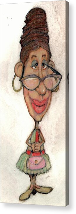 Woman Acrylic Print featuring the drawing Bobblehead No 17 by Edward Ruth