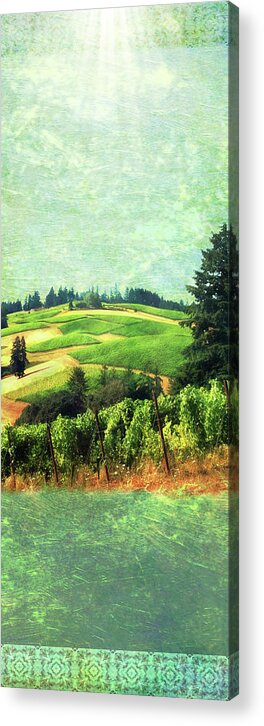 Vineyard Acrylic Print featuring the photograph Green Patchwork Oregon Vineyard by Sherrie Triest