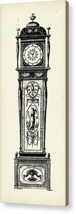 Decorative Elements Acrylic Print featuring the painting Antique Grandfather Clock I by Vision Studio