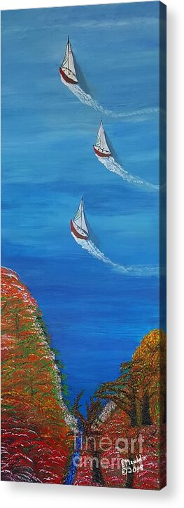 Sailboat Acrylic Print featuring the painting Sail Away by Elizabeth Mauldin