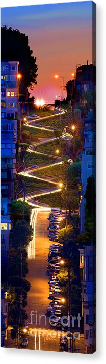 Lombard Street Acrylic Print featuring the photograph Lombard Street in the Evening San Francisco by Wernher Krutein