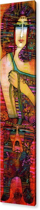 Albena Acrylic Print featuring the painting The lady with the small dog by Albena Vatcheva