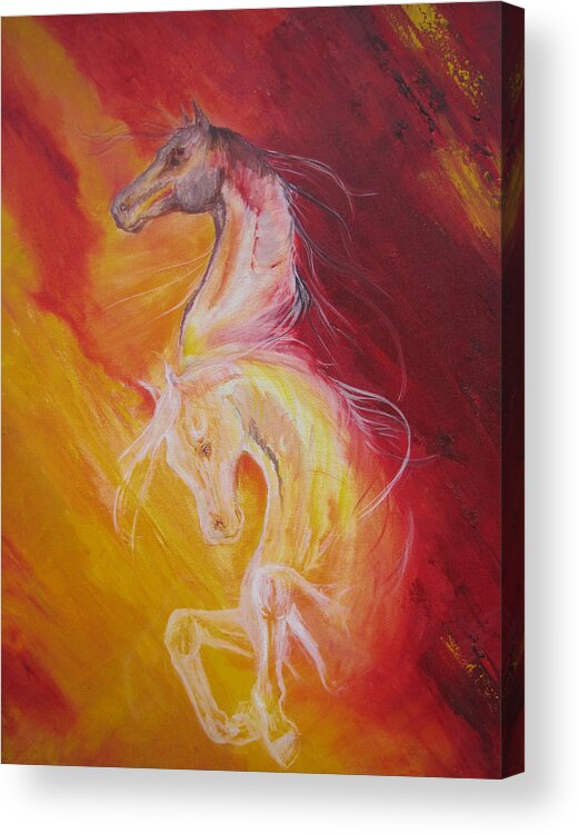 Horses Acrylic Print featuring the painting Awakening by Melanie Stanton