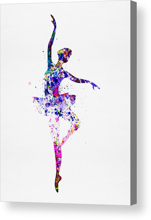 Ballet Acrylic Print featuring the painting Ballerina Dancing Watercolor 2 by Naxart Studio