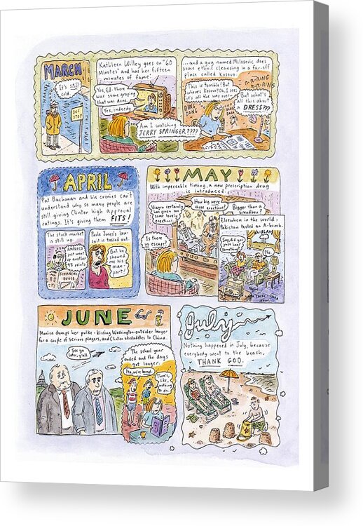 1998: A Look Back
(review Of Clinton - Lewinsky Affair And Other 1998 Events.) Politics Acrylic Print featuring the drawing 1998: A Look Back by Roz Chast
