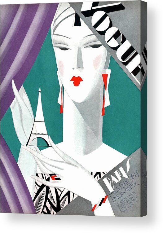 Illustration Acrylic Print featuring the photograph A Vintage Vogue Magazine Cover Of A Woman by Eduardo Garcia Benito