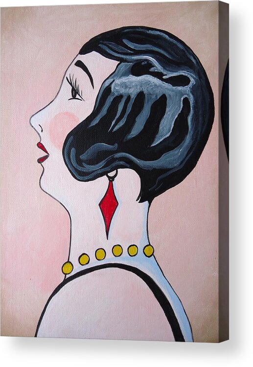 Art Deco Acrylic Print featuring the painting Deco Diva #1 by Leslie Manley