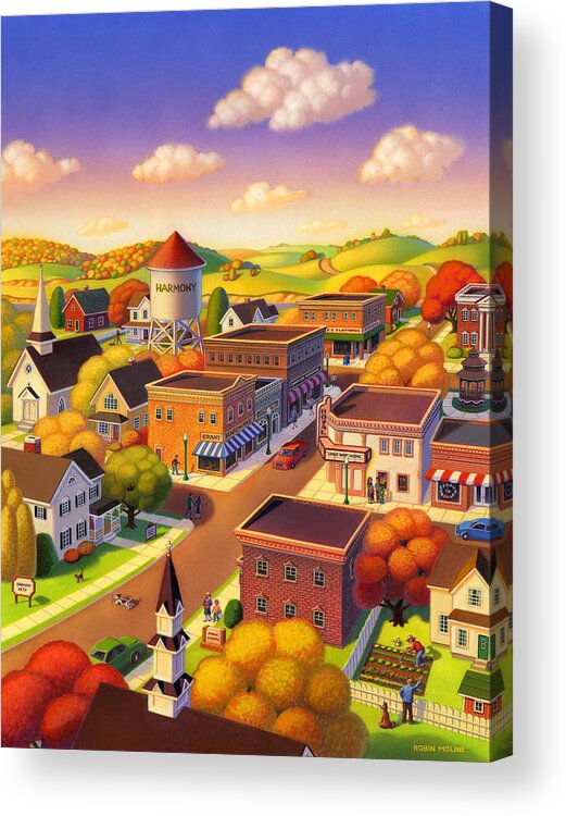 Americana Acrylic Print featuring the painting Harmony Town by Robin Moline