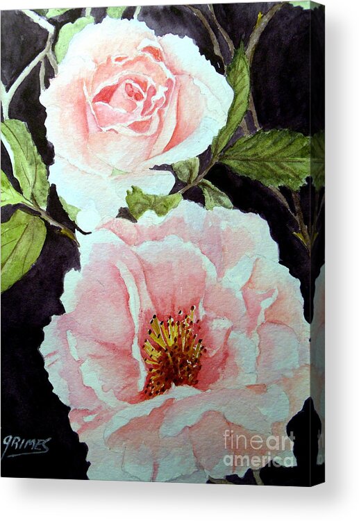 Roses Acrylic Print featuring the painting Pink Roses #1 by Carol Grimes