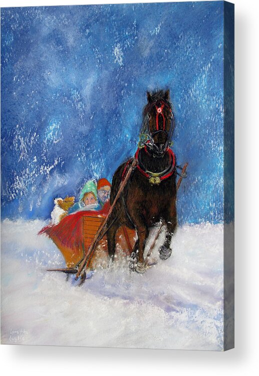Christmas Acrylic Print featuring the painting Sleigh Ride by Loretta Luglio