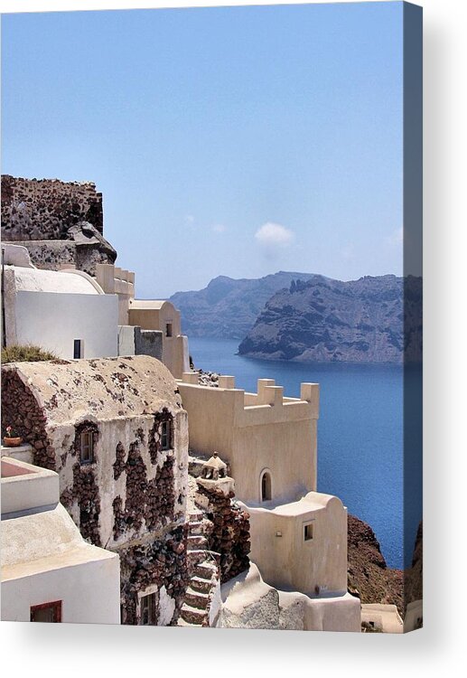 Greece Acrylic Print featuring the photograph Sunny Santorini by Jenny Hudson