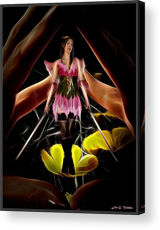 Fairy Acrylic Print featuring the painting To Catch A Fairy by Jon Volden