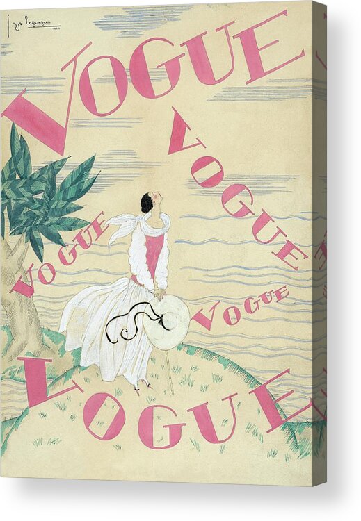 Exterior Acrylic Print featuring the digital art Vogue Magazine Cover Featuring A Woman Standing #1 by Georges Lepape