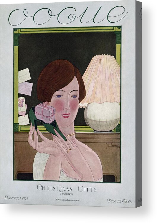 Illustration Acrylic Print featuring the photograph A Vintage Vogue Magazine Cover Of A Woman #16 by Georges Lepape