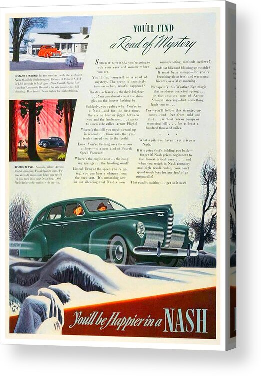 1940 Acrylic Print featuring the digital art 1940 - Nash Sedan Automobile Advertisement - Color by John Madison