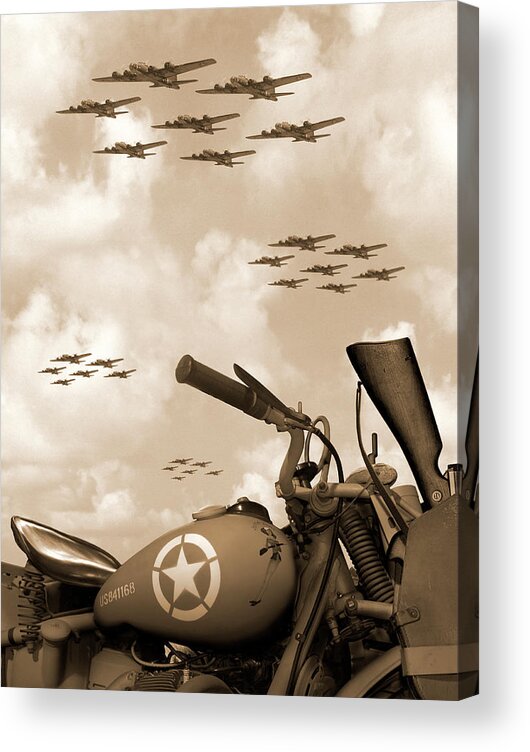 Warbirds Acrylic Print featuring the photograph 1942 Indian 841 - B-17 Flying Fortress' by Mike McGlothlen