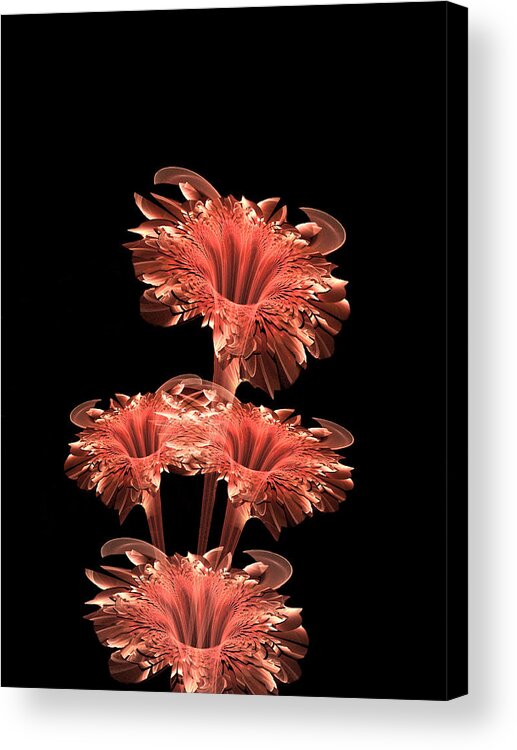 Floral Art Acrylic Print featuring the digital art Red Trumpets #2 by Ester McGuire