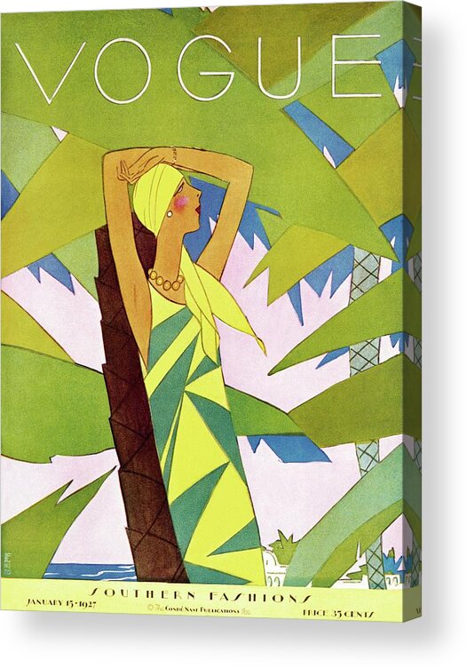 Illustration Acrylic Print featuring the photograph A Vintage Vogue Magazine Cover Of A Woman #21 by Eduardo Garcia Benito