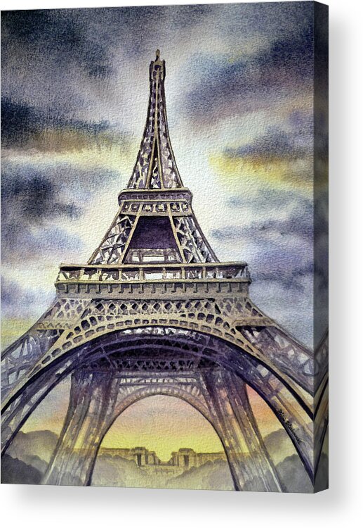 Eiffel Acrylic Print featuring the painting Eiffel Tower by Irina Sztukowski