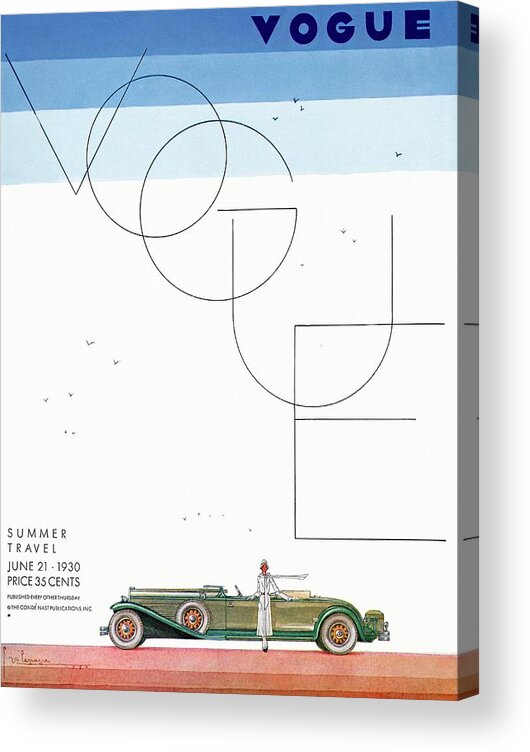 Illustration Acrylic Print featuring the photograph A Vintage Vogue Magazine Cover Of A Woman by Georges Lepape