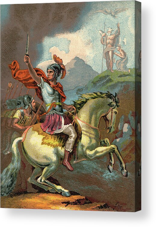 Vertical Acrylic Print featuring the painting 49 B.c. Roman Julius Caesar Leads by Vintage Images