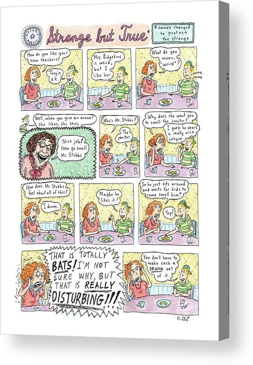Captionless. Teachers Acrylic Print featuring the drawing New Yorker May 18th, 2009 by Roz Chast