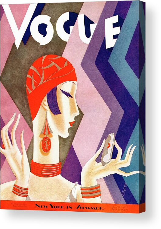 Illustration Acrylic Print featuring the photograph A Vintage Vogue Magazine Cover Of A Woman by Eduardo Garcia Benito