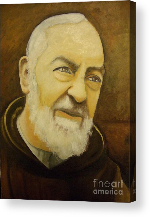 Prayer Acrylic Print featuring the painting Padre Pio #8 by Archangelus Gallery