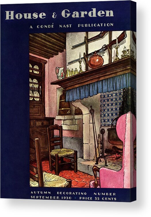 Illustration Acrylic Print featuring the photograph A House And Garden Cover Of A Kitchen by Pierre Brissaud