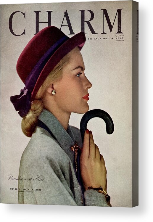 Accessories Acrylic Print featuring the photograph A Model In A Vic-deb Derby Hat by Hal Reiff