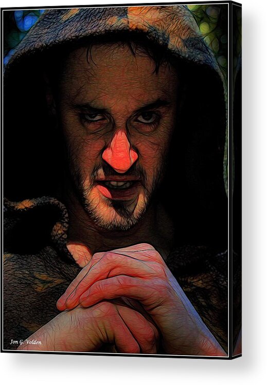 Fantasy Acrylic Print featuring the painting A Portrait Of An Evil Wizard by Jon Volden