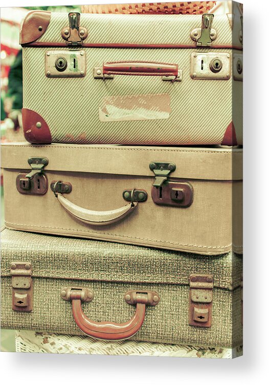 Handle Acrylic Print featuring the photograph A Stack Of Old Fashioned Vintage by Deborah Pendell