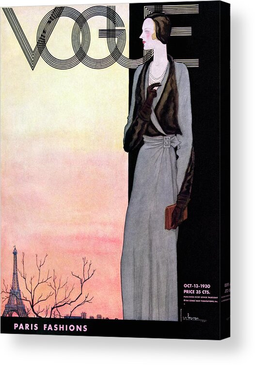 Illustration Acrylic Print featuring the photograph A Vintage Vogue Magazine Cover Of A Wealthy Woman by Georges Lepape