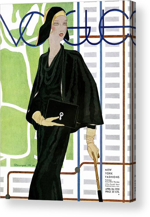 Illustration Acrylic Print featuring the photograph A Vintage Vogue Magazine Cover Of A Wealthy Woman by Pierre Mourgue