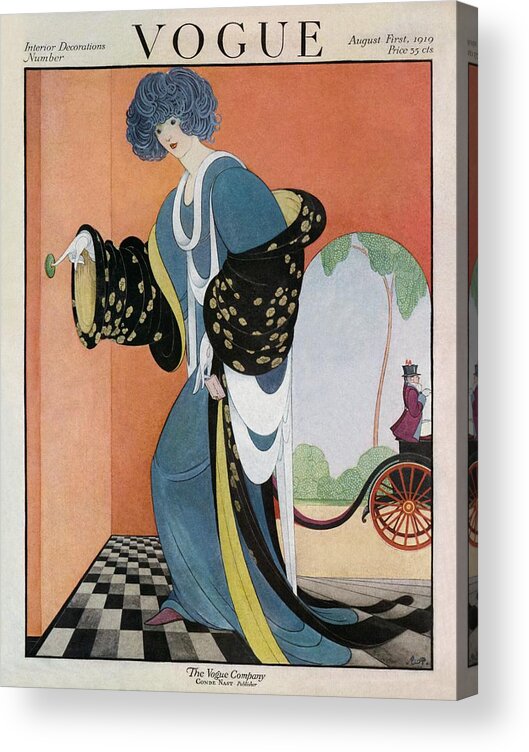 Illustration Acrylic Print featuring the photograph A Vogue Cover Of A Woman Ringing A Doorbell by George Wolfe Plank