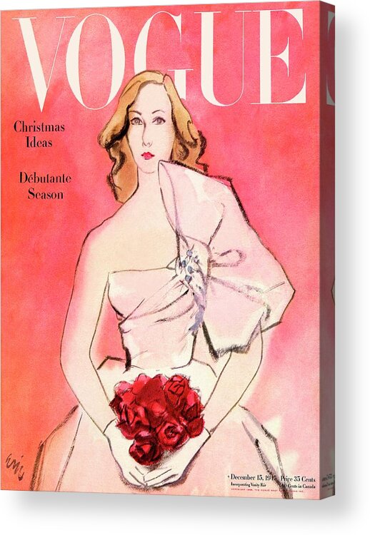 Fashion Acrylic Print featuring the photograph A Vogue Cover Of A Woman With Roses by Carl Oscar August Erickson