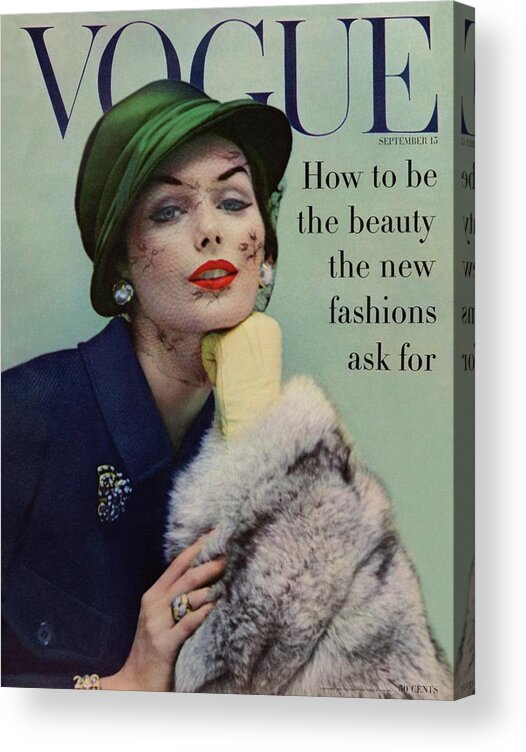 Fashion Acrylic Print featuring the photograph A Vogue Cover Of Lucinda Hollingsworth With A Fur by Karen Radkai