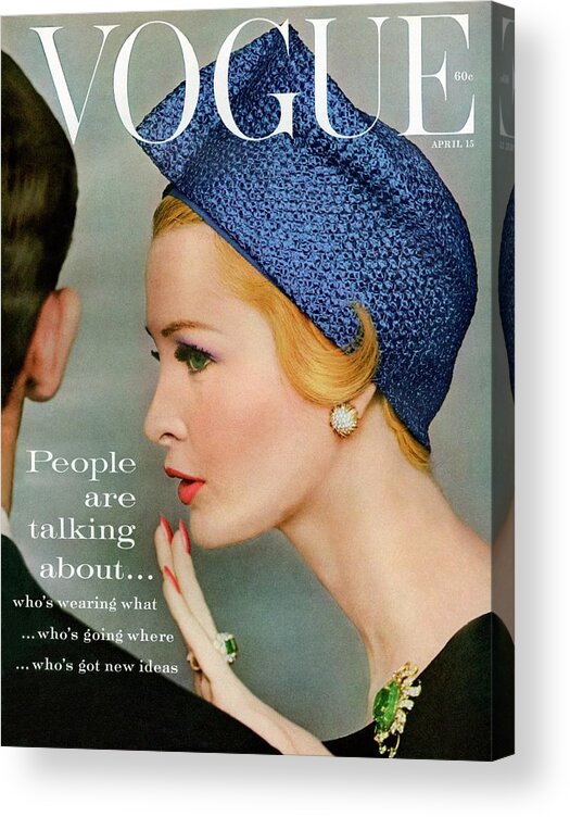 Fashion Acrylic Print featuring the photograph A Vogue Cover Of Sarah Thom Wearing A Blue Hat by Richard Rutledge