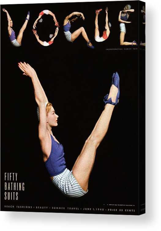 One Person Acrylic Print featuring the photograph A Vogue Magazine Cover Of Lisa Fonssagrives by Horst P Horst
