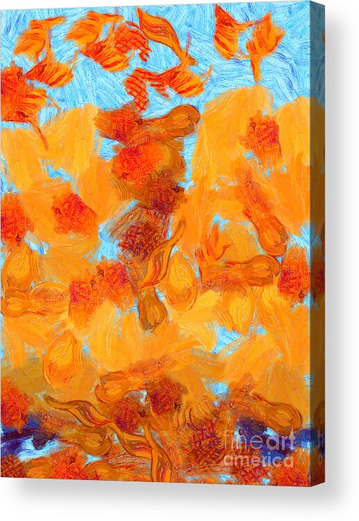 Van Gogh Acrylic Print featuring the painting Abstract summer by Pixel Chimp