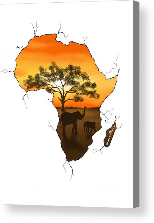 Digital Acrylic Print featuring the painting Africa by Veronica Minozzi