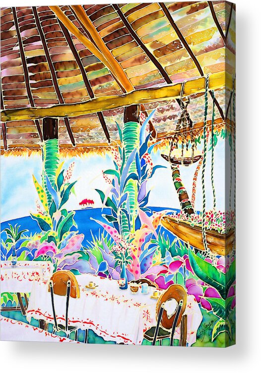 Tropical Acrylic Print featuring the painting Afternoon tea break by Hisayo OHTA