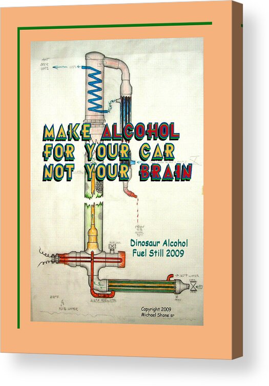 Alcohol Acrylic Print featuring the drawing Alcohol for Car not Brain Poster by Michael Shone SR
